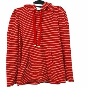 Juicy Couture Red & White Striped Terry Cloth ‘Sailor’ Hoodie w/ Gold Hardware